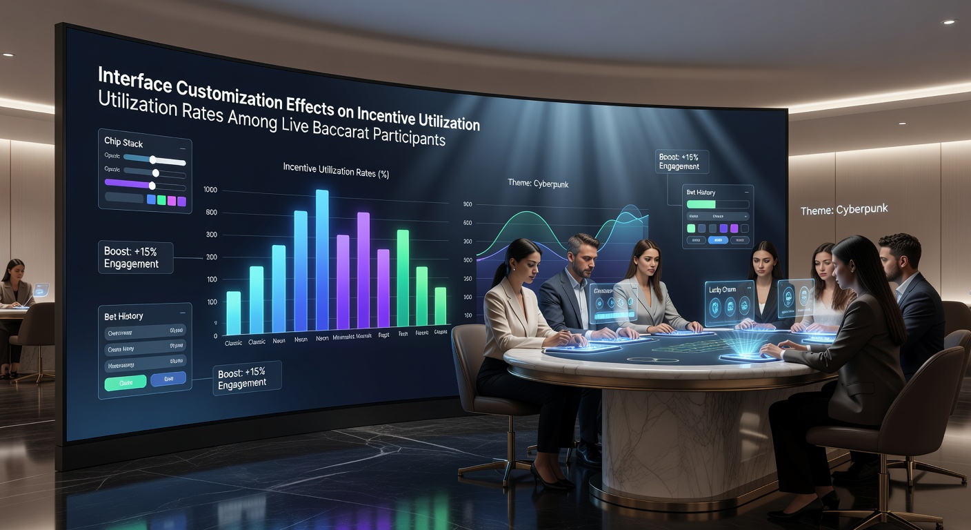 Live baccarat interface showing customizable layout options and incentive panels on a digital table