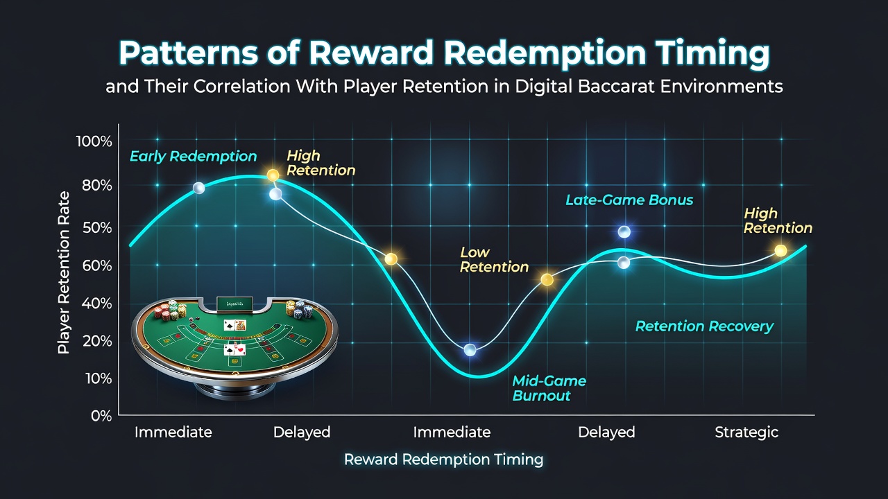 Digital baccarat interface showing reward redemption options and timing indicators on a mobile screen
