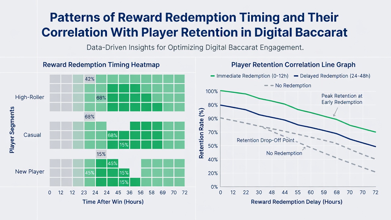 Analytics dashboard displaying graphs of reward redemption timing versus player retention rates over several months