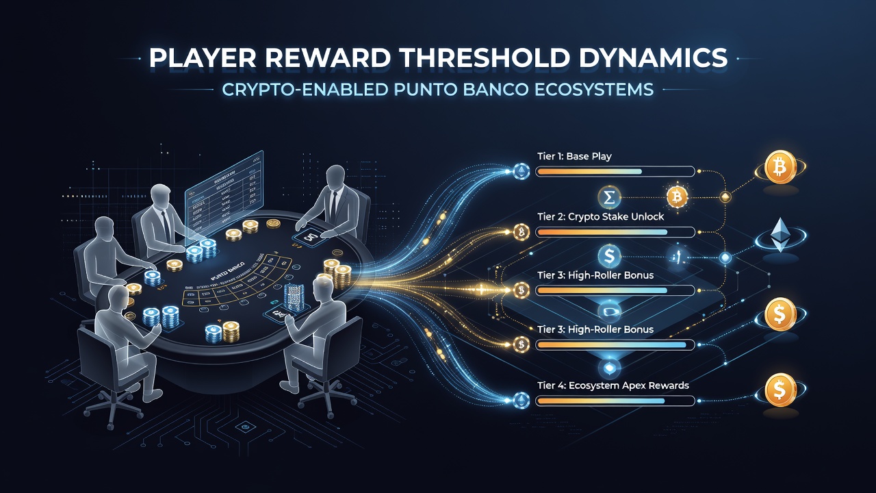 Blockchain analytics dashboard displaying player reward threshold progression and crypto transaction flows in punto banco sessions